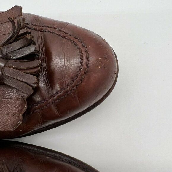 SALVATORE FERRAGAMO Brown Tassel Kiltie Loafer Slip on DRESS SHOES 7 1/2 D Italy - Picture 5 of 9